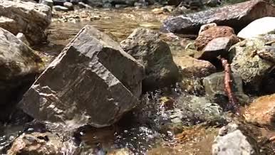 4K山涧水沟石头流水视频的预览图